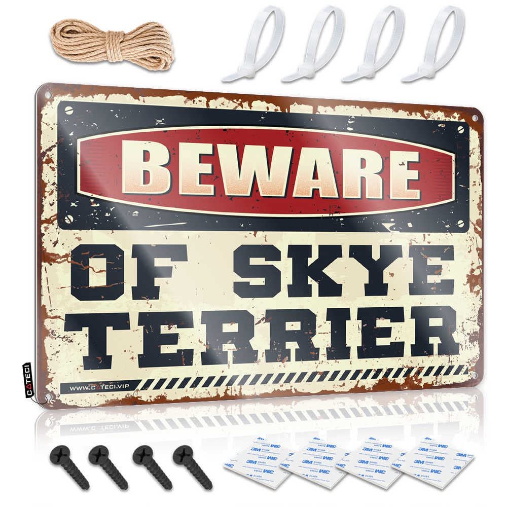 gaeruite Dorm Room Door Sign Beware of Skye Terrier Sign Playroom Decor Metal Bar Signs (Size : 30X40CM)