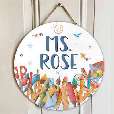 Nazenti Personalized Teacher Door Sign for Classroom - Custom Teacher Name Sign, Classroom Door Sign, Back To School Decoration, Teacher Signs for Classroom, Teacher Appreciation Gifts