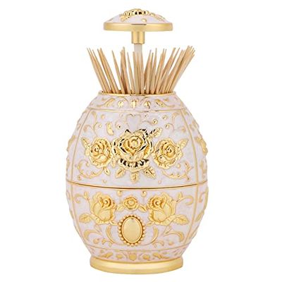 Toothpick Dispenser, Portable Retractable Toothpick Dispenser Retro Up Toothpick Case Zinc Alloy Hand Press Toothpick Holder for Kitchen Accessories