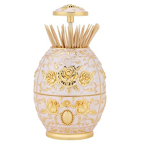 Toothpick Dispenser, Portable Retractable Toothpick Dispenser Retro Up Toothpick Case Zinc Alloy Hand Press Toothpick Holder for Kitchen Accessories