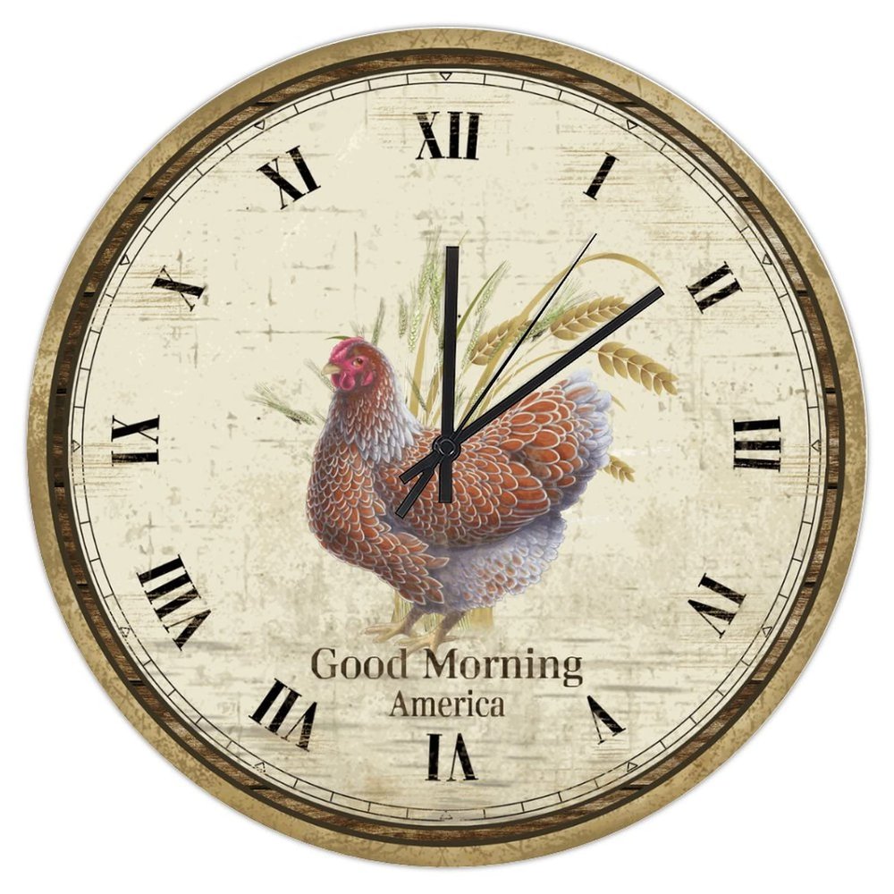 Fun Quote Saying Wall Clock 16in Quartz Analog Chic Wheat Art Antique Wall Clock Good Morning Americ Wooden Wall Clocks 4th of July Decor Quartz Analog Quiet Desk Clock for Bathroom Master Room Office
