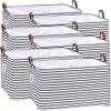 Hinwo 70L Extra Large Storage Bins, 6-Pack Closet Organizers and Storage, Foldable Clothes Storage Baskets with Handles, Containers for Clothing, Blanket, Comforters, Toys, Bedding (Black Stripe) view 1