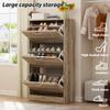 AGOTENI Natural Narrow Shoe Storage Cabinet with 3 Flip Doors & Adjustable Shelf, Modern for Entryway Hallway (22.4W x 9.4D x 42.3H) view 4