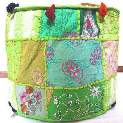 Indian Pouf Ottoman Turquoise Pouffe Foot Stool Floor Pillow Ethnic Decor (18" x 18" x 14" Inch)