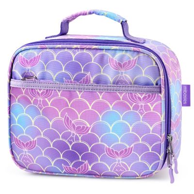 mibasies Kids Lunch Box for Girls, Insulated and Reusable Lunch Bag for School Preschool Kindergarten, Mermaid Tail