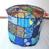 New Pouf Ottoman Ethnic Pillow Indian Saree Pouffe Round Poof Foot Stool Cover (18" x 18" x 14" Inch) view 2