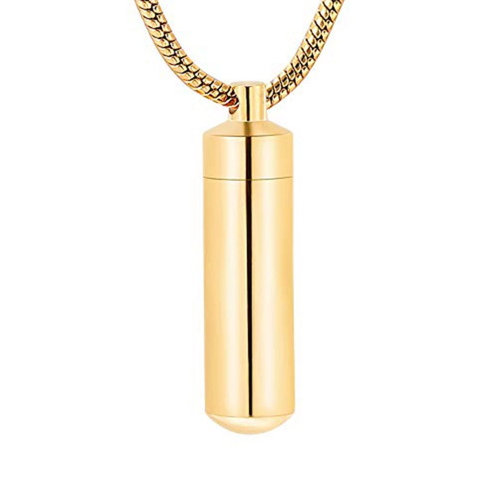 SHEIL Cremation Ash Urn Jewelry Stainless Steel Cylinder Tube Urn Ashes Necklace Glass Keepsake Memorial Pendant Ash Holder
