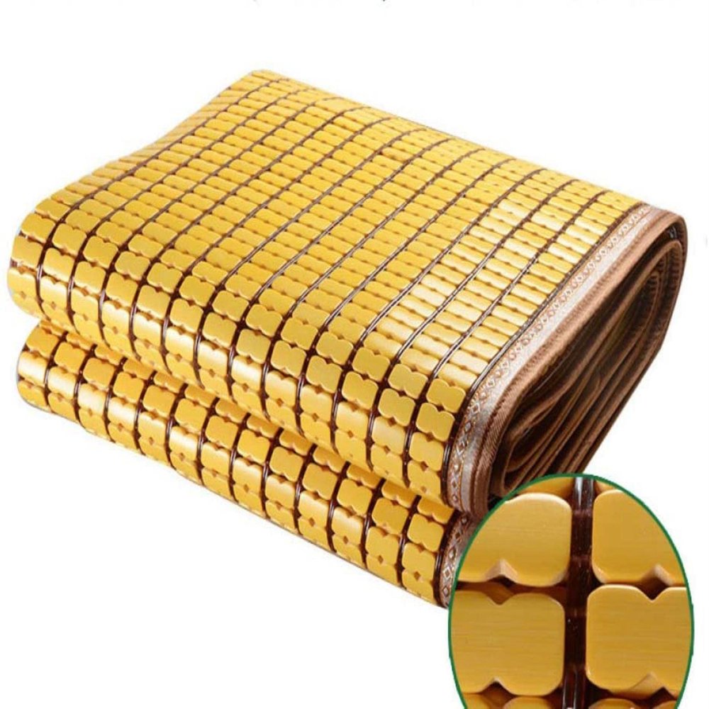 AYHOME Cool Summer Sleeping Pad, Carbonized Mahjong Bamboo Mattress Double Tendon Foldable Smooth and Durable - Bedroom Double Student Cooling Sleeping Pad