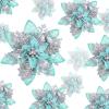 24 Christmas Glitter Artificial Poinsettia Flowers Xmas Poinsettia Artificial Wedding Flowers Decorations Xmas Tree Ornaments with Clips for Party Favors, 6 Inch, 4 Inch, 3 Inch (Silver and Green) view 1