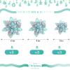24 Christmas Glitter Artificial Poinsettia Flowers Xmas Poinsettia Artificial Wedding Flowers Decorations Xmas Tree Ornaments with Clips for Party Favors, 6 Inch, 4 Inch, 3 Inch (Silver and Green) view 3