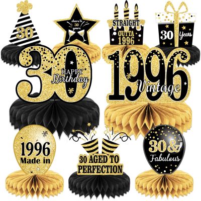 9PCS 30th Birthday decorations 30th birthday Centerpieces for Tables Decorations Vintage 1996 Honeycomb Table Topper Back in 1996 30th Birthday Decorations for Men and Woman 30 Years Birthday Party
