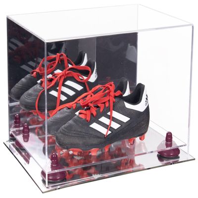 Better Display Cases Acrylic Kids Shoes Display Case - Medium Rectangle Box with Clear Case, Purple Risers and Mirror Base 12" x 8.25" x 8" (A004/V41)