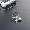 SHEIL Heart Cremation Jewelry for Ashes with Cross Anchor Pendant Stainless Steel Keepsake Ash Jewelry Holder Ashes view 3