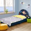 HONEY JOY Twin Bed Frames for Kids, Toddler Wooden Twin Bed Platform with Headboard & Slat Base, No Box Spring Needed, Children Bedroom Furniture for Boys Girls, Fits Standard Twin Mattress, Planet view 1