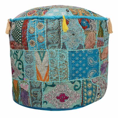 Indian Vintage Pouf Ottoman Mandala Square Cover Pouffe Foot Stool Cover Decor (18" x 18" x 14" Inch)