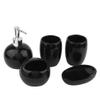 5Pcs Bathroom Accessories Ceramic Dispenser Toothbrush Holder Bath Set , gum Bathroom Accessories Lotion Dispenser Toothbrush Holder soaps Dish(Black) , 5Pcs Bathroom Accessories Ceramic Dispenser view 1