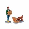 Lemax Harvest Crossing Top Pizza Delivery Set of 2 - Pizza Delivery Man & Lucky Dog - Lemax - Figurine Set - Multicolored view 1