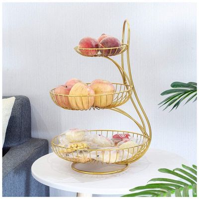 KDLK Fruit Bowl for Kitchen Counter Fruit Basket Fruit Plate European Style Living Room Home 3 Layer Fruit Bowl Modern Multi-Layer Delicate Dessert Fruit Bowl