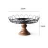 Fruit Bowl for Kitchen Counter Fruit Basket Fruit Bowl Nordic Simple Handmade Wrought Iron Solid Wood Dessert Cake Table Cake Fruit Bowl Silver Large Fruit Bowl (Color : A) view 3