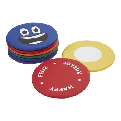 ECR4Kids SoftZone Emotion Pads with Mirror, Trilingual, Expression Cushions, Assorted, 8-Piece