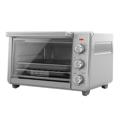 BLACK+DECKER Crisp 'N Bake Air Fryer Countertop Convection Toaster Oven, Large Capacity, 6-Slice, 5-in-1, Fits 12 Pizza, 60-Min Timer, Bake, Broil, Air Fry, Toast, Keep Warm, Stainless Steel