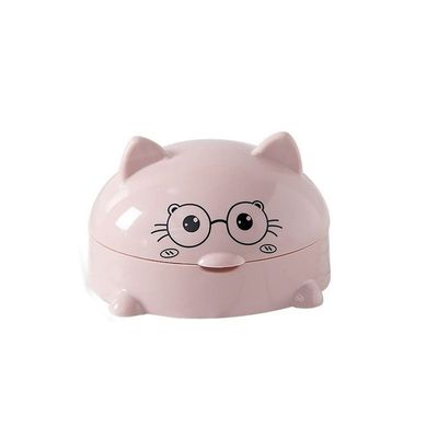 1 Piece Plastic Cartoon Cat Soap Dishes With Lid Soap Dish Holder Box Cute Bathroom Storage Cleaning Bathroom Supplies Color Random