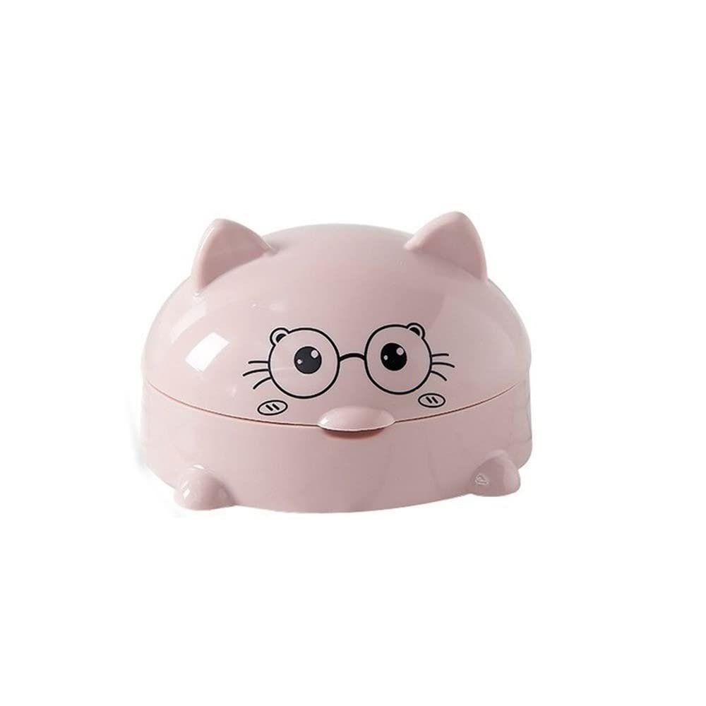 1 Piece Plastic Cartoon Cat Soap Dishes With Lid Soap Dish Holder Box Cute Bathroom Storage Cleaning Bathroom Supplies Color Random