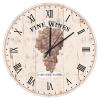 Natural Food Hanging Clock 12in Non-Ticking Sweep Natural Food Wood Wall Clock Grape Fine Wine Coastal Style Fruit Pattern Funky Novelty Summer Wall Art for Half Bath Homeschool Pool view 1