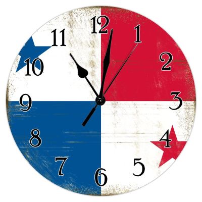 Panama Flag Art Clock Vintage Retro 15inch Round Wall Clock Panama Wall Clocks Silent Battery Operated Wall Clocks for Home Office School Modern National Flag Home Decor Art Clock Birthday Gift