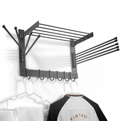 BATODA Wall-Mounted Steel Clothes Drying Rack - Swivel Towel Hanger for Laundry Room & Bathroom - Space Saver (Steel)