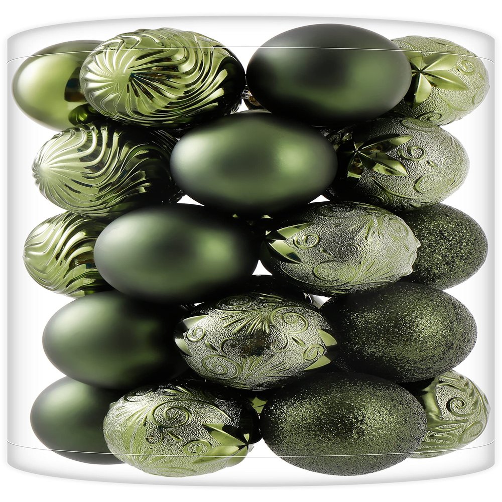34ct Dark Green Christmas Ball Ornaments Shatterproof Plastic Christmas Tree Decorations for Xmas Party Home Office Holiday Decor -Medium Size (2.36"/ 60mm)
