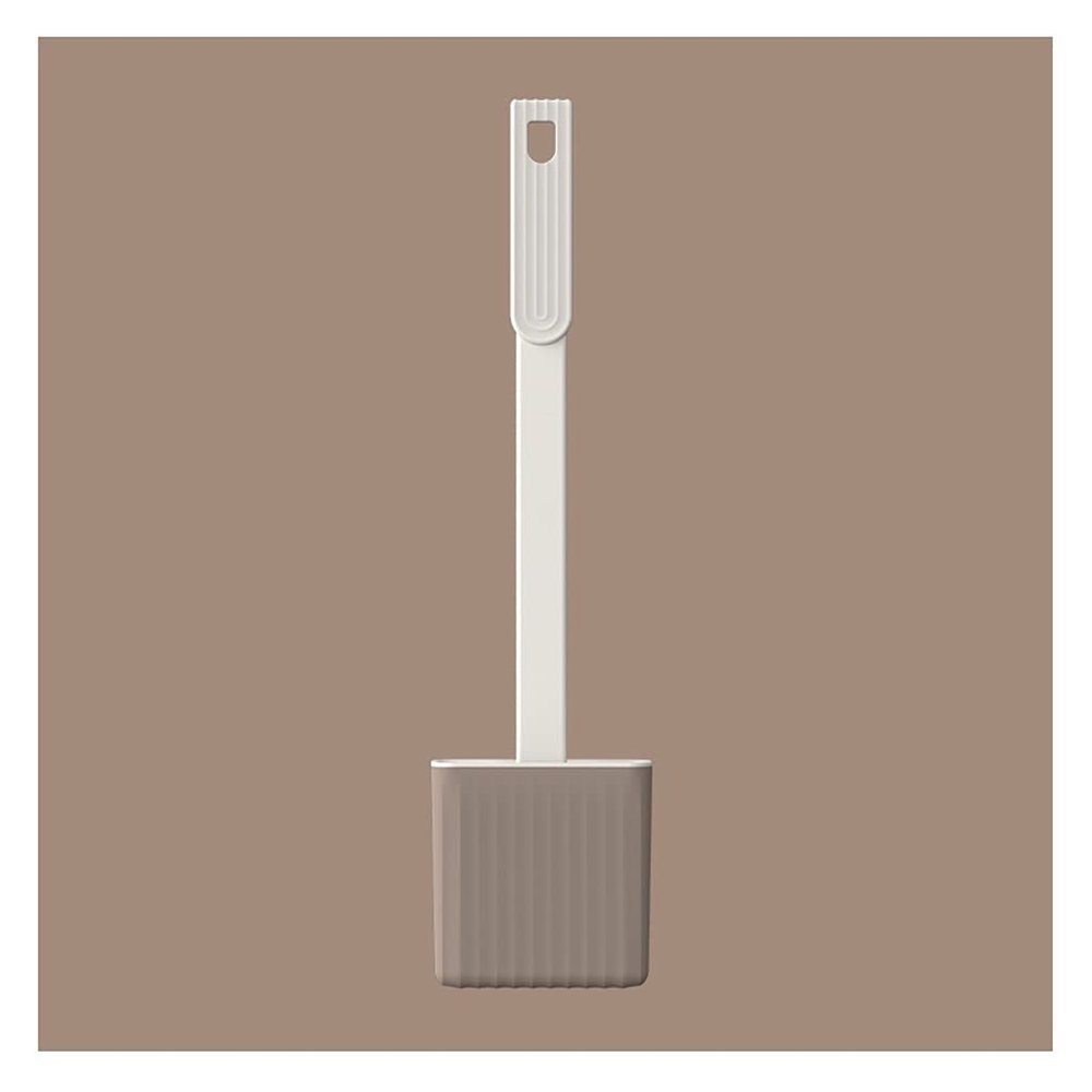 TOMYEUS Toilet Brush Toilet Brush Holder Household Wall-Mounted Toilet Brushs Bathroom Silicone Long Handle Cleaning Brush Modern Creative Toilet Bowl Brush Set Deep Cleaning Brush (Color : Brown)