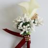 MEUMITY 6 PCS Artificial Calla Lily Corsage for Wedding,Handmade Silk Flower with Ribbon Groom and Best Man Boutonniere Bride Bridesmaid Corsage for Wedding Anniversary Formal Dinner Party,Milk White view 3