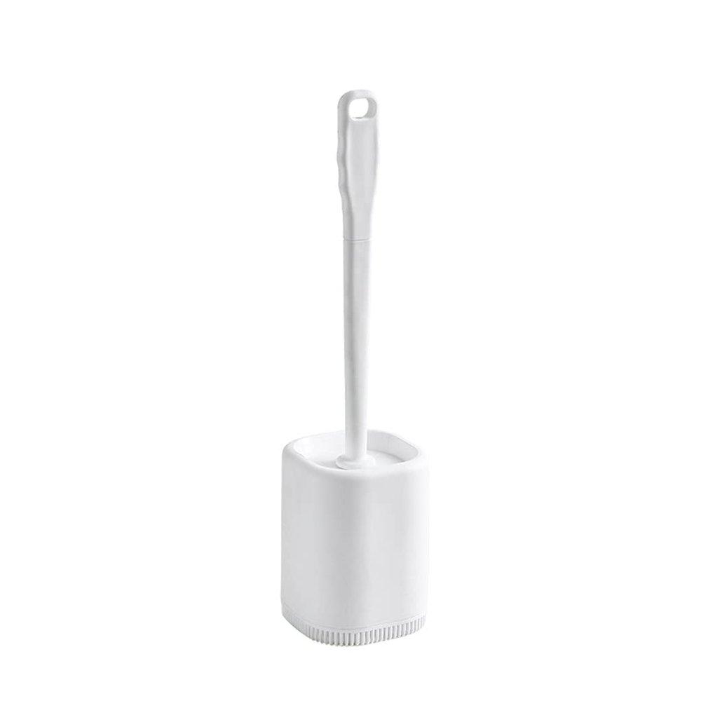 TOMYEUS Toilet Brush Toilet Brush Holder Household Toilet Cleaning Brush Bathroom Long Handle Toilet Bowl Brush 360 No Dead End Toilet Brushs with Base Set Deep Cleaning Brush (Color : White)