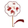 PRETYZOOM Double-Sided Silk Embroidery Fan, 13.38 x 7.95 in, Red Flower Phoenix Design, Handheld & Foldable for Traditional Decor, Dance & Summer Events, for Women view 1