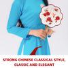PRETYZOOM Double-Sided Silk Embroidery Fan, 13.38 x 7.95 in, Red Flower Phoenix Design, Handheld & Foldable for Traditional Decor, Dance & Summer Events, for Women view 2