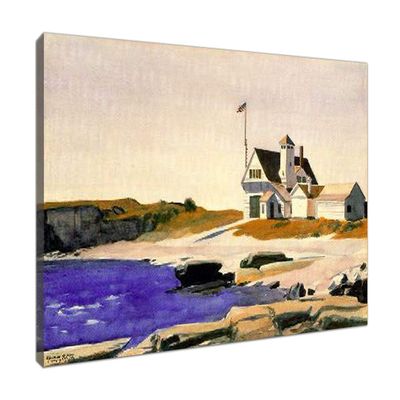 Coast Guard Stationby Edward Hopper Canvas Wall Art Canvas Posters and Prints Modern Painting Wall Picture for Living Room Home Decor Art Ready to Hang(80x120cm-31.5x47.2in-Framed)