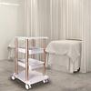 AKaSping 3-Tier Rolling Cart, Pink, 27.55in x 18.89in x 14.96in, ABS and Aluminum Metal, Waterproof, Easy Assembly, Multipurpose Storage, 150kg Capacity view 1