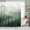 Accnicc 78 Inch Long Green Misty Forest Shower Curtain Ombre Sage Green White Mountain Pine Tree Waterproof Fabric Shower Curtains for Bathroom Nature Woodland Decorative Modern Bath Curtain Decor view 4