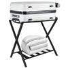 H-A 2 Tiers Metal Luggage Rack Foldable Suitcase Luggage Stand with shoe shelf for Home Bedroom Hotel 200lbs Capacity, Black view 2