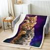 Erosebridal Cat Blanket - Cute Cats Pattern Sherpa,Blue Purple Nebula Decorative Animal Themed,Microfiber Gorgeous Lovely Fuzzy Twin 60"x80" view 2