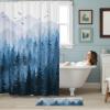 Accnicc 84 Inch Extra Long Blue Misty Forest Shower Curtain Set Ombre Navy Blue Mountain Pine Tree Waterproof Fabric Shower Curtains for Bathroom Nature Woodland Decorative Modern Bath Curtain Decor view 4
