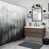84 Inch Extra Long Black and White Misty Forest Shower Curtain Ombre Dark Gray Mountain Pine Tree Waterproof Fabric Shower Curtains for Bathroom Grey Nature Woodland Decorative Bath Curtain Decor view 3