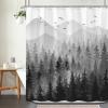 84 Inch Extra Long Black and White Misty Forest Shower Curtain Ombre Dark Gray Mountain Pine Tree Waterproof Fabric Shower Curtains for Bathroom Grey Nature Woodland Decorative Bath Curtain Decor view 4