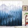 Accnicc 78 Inch Long Blue Misty Forest Shower Curtain Set Ombre Navy Blue Mountain Pine Tree Waterproof Fabric Shower Curtains for Bathroom Nature Woodland Decorative Modern Bath Curtain Decor view 1