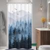 Accnicc Stall Small Blue Misty Forest Shower Curtain Set Ombre Mountain Pine Tree Waterproof Fabric Shower Curtains for Bathroom Nature Woodland Decorative Bath Curtain Decor 3672 Inches view 3