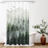 Accnicc Stall Small Sage Green White Misty Forest Shower Curtain Ombre Mountain Pine Tree Waterproof Fabric Shower Curtains for Bathroom Nature Woodland Decorative Bath Curtain Decor 3672 Inches view 2