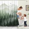 Accnicc 84 Inch Extra Long Green Misty Forest Shower Curtain Ombre Sage Green Mountain Pine Tree Waterproof Fabric Shower Curtains for Bathroom Nature Woodland Decorative Modern Bath Curtain Decor view 4