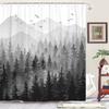 Accnicc 78 Inch Long Black and White Misty Forest Shower Curtain Ombre Dark Gray Mountain Pine Tree Waterproof Fabric Shower Curtains for Bathroom Grey Nature Woodland Decorative Bath Curtain Decor view 1