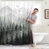 Accnicc 78 Inch Long Black and White Misty Forest Shower Curtain Ombre Dark Gray Mountain Pine Tree Waterproof Fabric Shower Curtains for Bathroom Grey Nature Woodland Decorative Bath Curtain Decor view 4